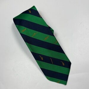 Smithsonian Musical Instruments Jazz Quartet  20th Century Kelly Green Navy Tie